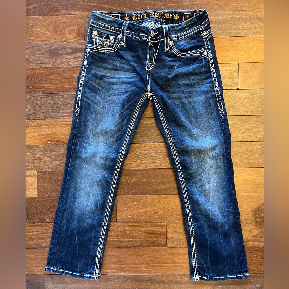 Rock Revival Dark Blue Straight Leg Capris
